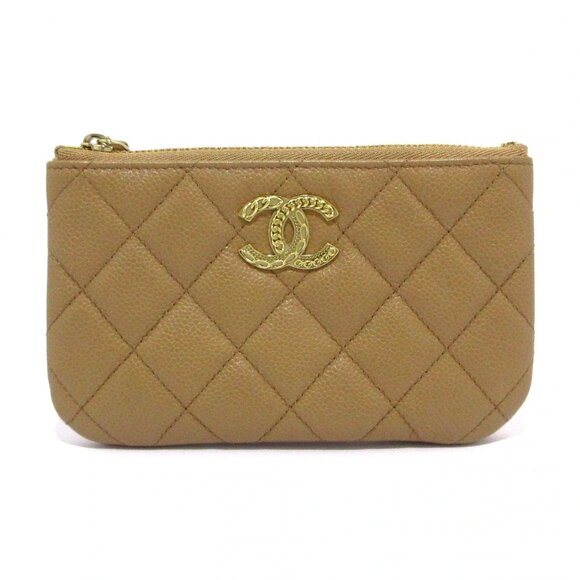 CHANEL Matelasse - Beige Calfskin Coin Case Gold hardware 849-081425 - Picture 1 of 11